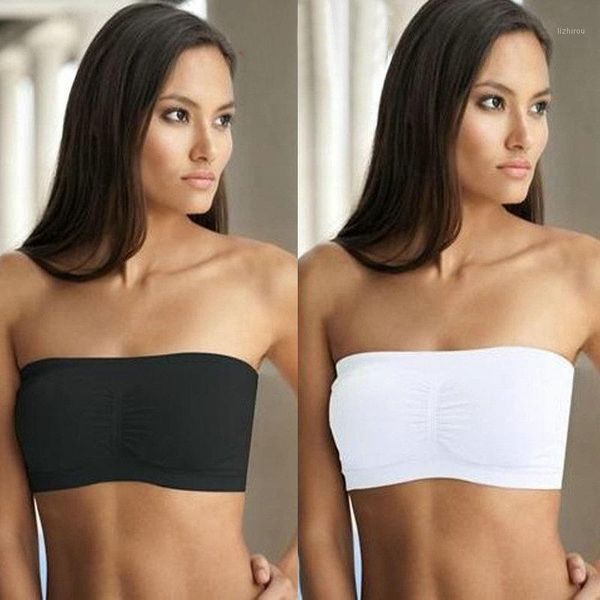 

bustiers & corsets women solid tube plus size lingerie strapless boob bra basic color underwear, Black;white