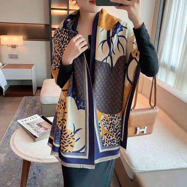 

tippet muffler scarf 2021 autumn and winter imitation cashmere scarf women's warm thickened shawl dual-purpose long live broadcast, Blue;gray