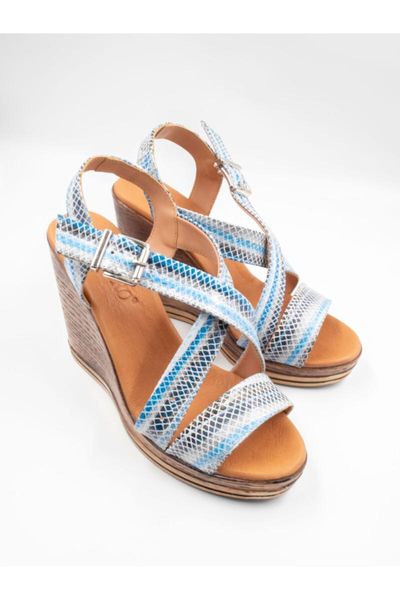 

women's blue leather wedges sandals, Black