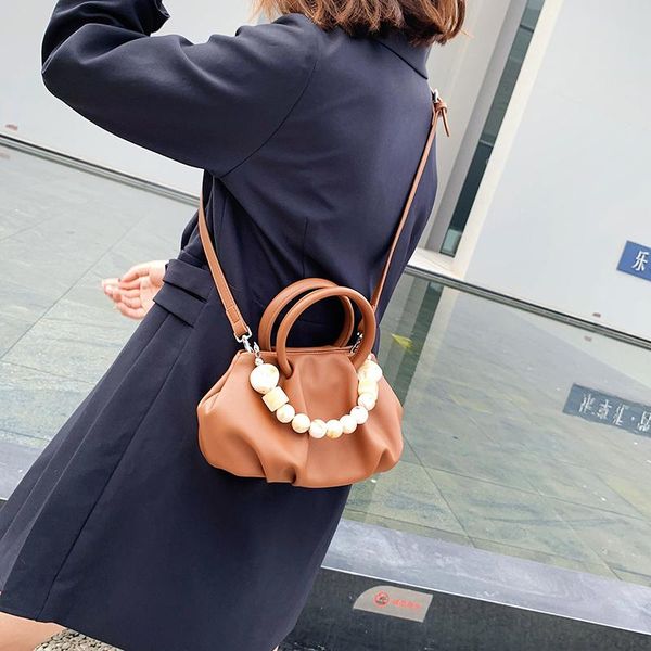 

evening bags pleated small totes with ring handle 2021 summer pu leather women's designer handbag shoulder messenger bag