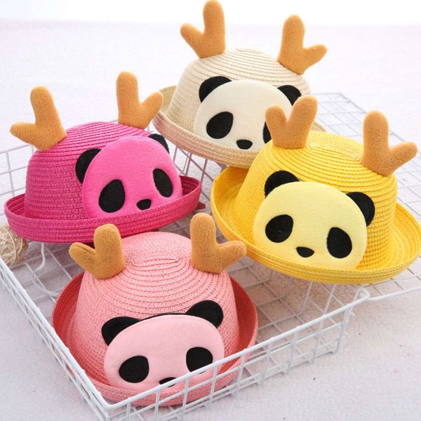 

summer fashion children's sun hat men's and women's straw baby spring autumn, Yellow