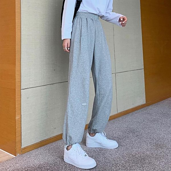 

black grey elastic waist loose female oversize plus large size high woman pants boyfriend for women's clothing panty a6449 & capris, Black;white