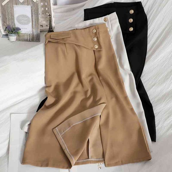 

women's pants & capris high waist breasted temperament split one-step skirt women's summer dress solid color elegant bag hip slim, Black;white