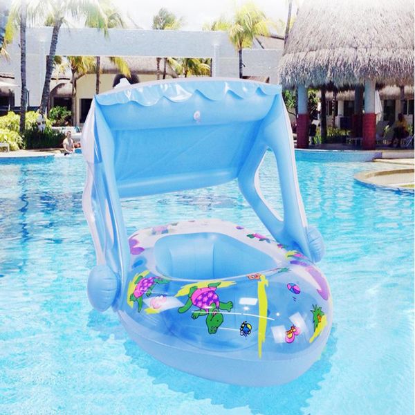 

life vest & buoy baby swimming ring inflatable floating kids swim pool seat with sunshade canopy upgrades safety summer toys