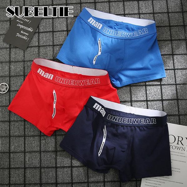 

underpants subeltie men underwear cotton letter comfortable panties breathable personality fashion boys sports boxers shorts, Black;white