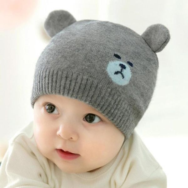 

berets 2021 fashion korean autumn winter wool hat knitted bear ears baby cap cute lovely generous, Blue;gray