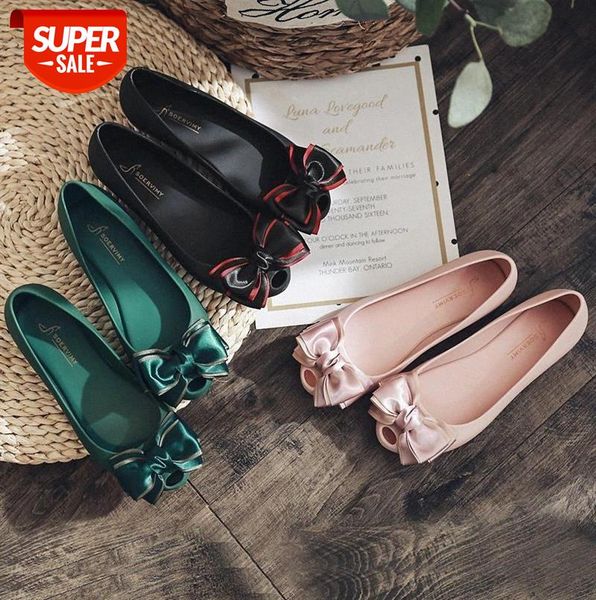 

2020 women jelly shoes bow summer sandals female flat shoe casual ladies slip on woman fish mouth peep toe beach #rw9b, Black