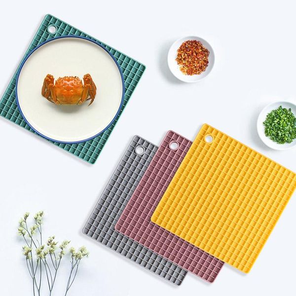 

table runner creative square silicone mat multifunctional non-slip heat resistant anti-scald durable dish drying drain placemat