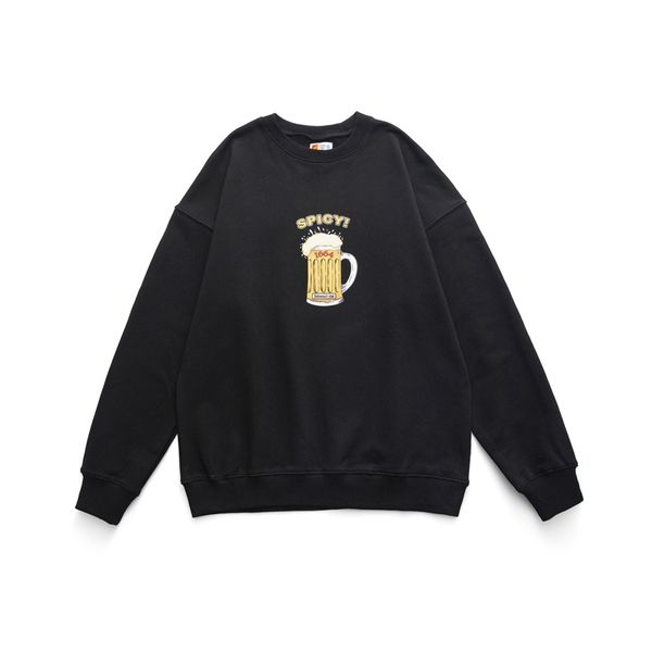 

city fanpin autumn 2021 new city boy style classic funny beer printed sweater hoodie, Black