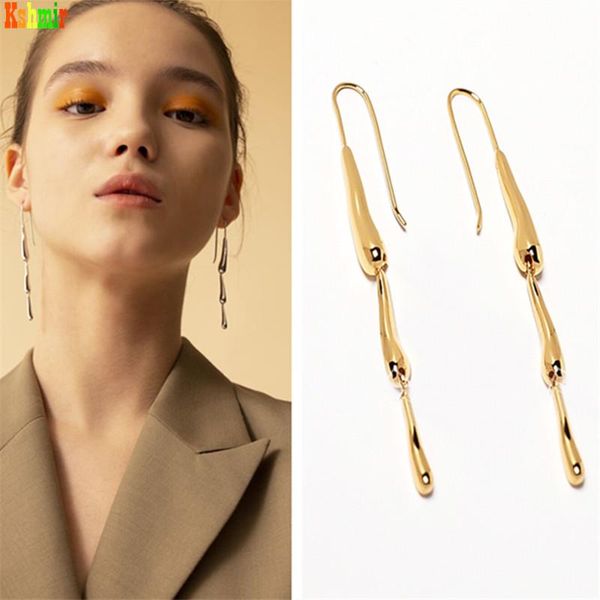 

dangle & chandelier 2021 women earrings droplets ms long tassels metal kshmir the irregular hyperbole zinc alloy a1208, Silver