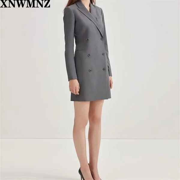 

women fashion wool blended suit mini dress female simple elegance slim office dresses 210520, Black;gray