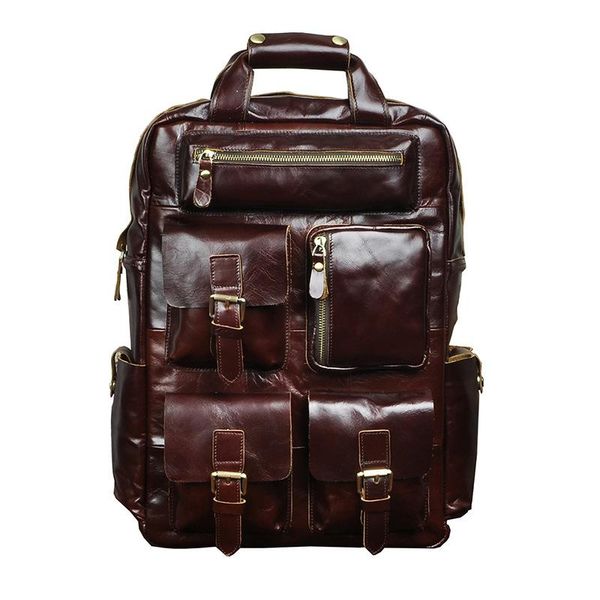 

backpack 100% genuine leather men backpacks casual real natural student boy vintage computer lapbag