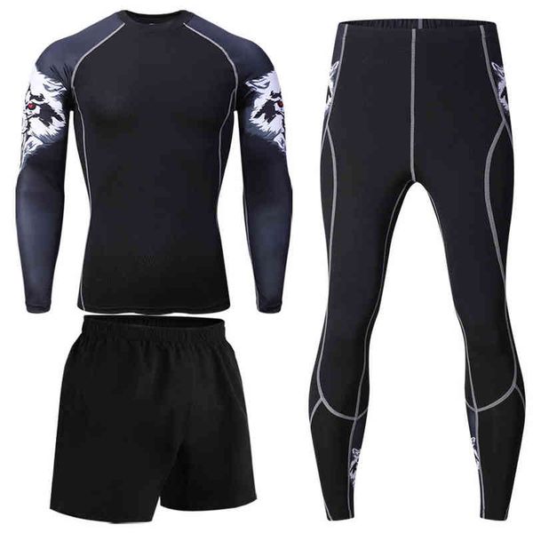 Homens Running Thermal Underwear Conjuntos de compressão Long Johns Sport Suits Roupas Academia Ginásio Fitness Quick Seco Basquete Set Y1221