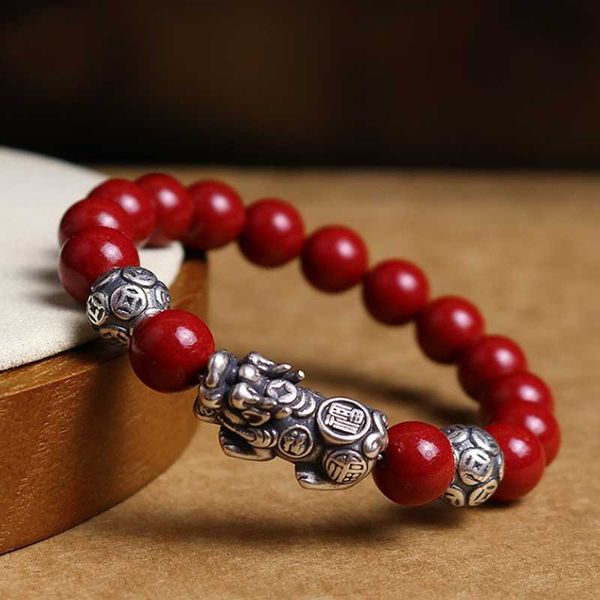 

beaded, strands s999 retro pixiu feng shui gift high content purple gold sand bracelet for man and women handmade good lucky amulet jeweller, Black
