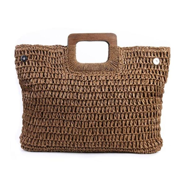 

duffel bags vintage bohemian straw bag for women summer large capacity beach handbags rattan handmade kintted travel bolsas mujer