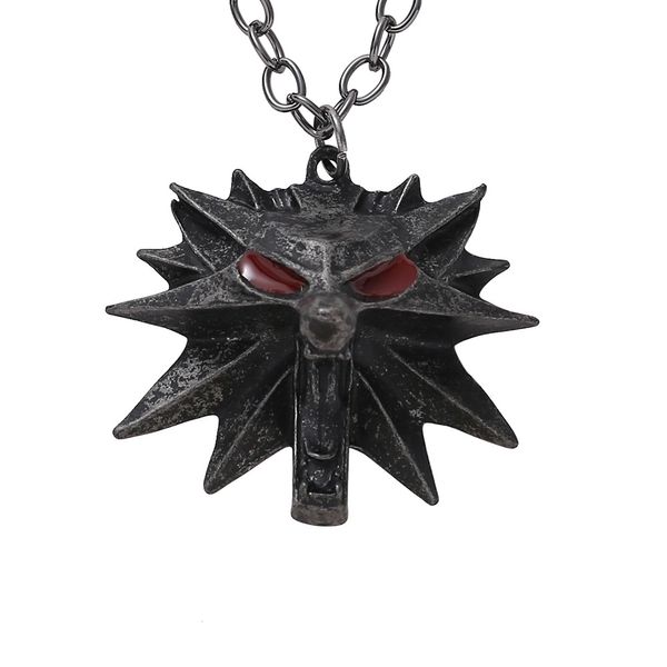 

witcher3 wizard 3 wild hunting personality wolfhead men's alloy pendant necklace european and american game imitation accessories, Silver