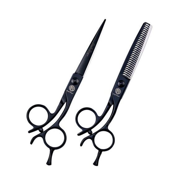

hair scissors purple dragon 6 inch black set titanium salon cutting / thinning with curved handle barbearia shears
