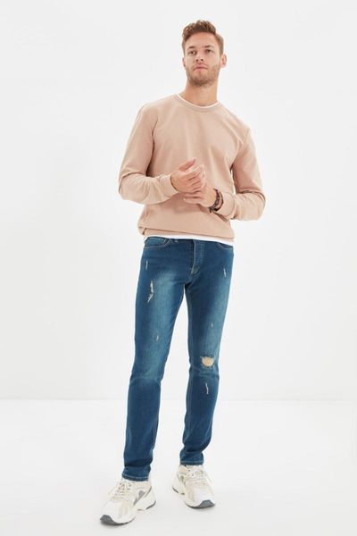 

men's jeans trendyol male skinny fit destroylu tmnaw22je0309, Blue