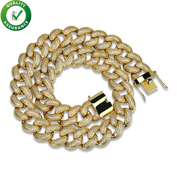 

iced out chains hip hop jewelry mens luxury designer gold necklace micro paved diamond bling miami curb cuban link 28mm wedding accessories, Black