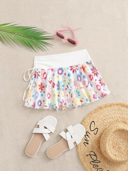 

floral print lettuce trim skirt o0uq#, Black