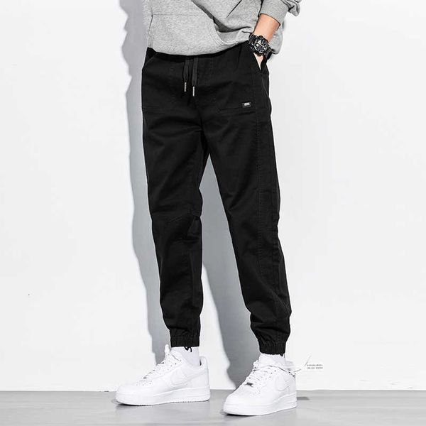 

japanese style fashion men jeans loose fit casual cargo pants hombre streetwear designer hip hop joggers trousers, Blue