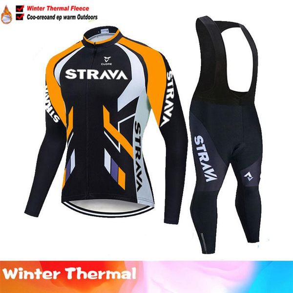 

racing sets strava 2022 pro team cycling clothing winter thermal fleece men's jerseys mtb bike maillot ropa ciclismo sportswear, Black;blue