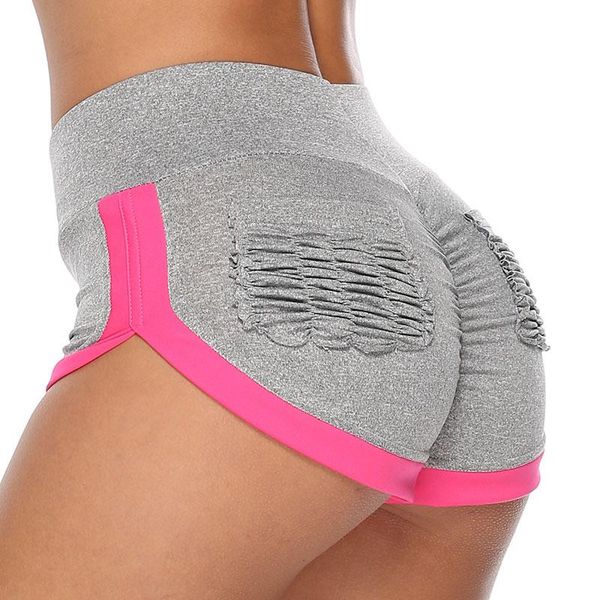 

yoga outfit fashion women mini shorts high waist ruched lift workout solid stretchy hollow soft skinny femme sport 2021
