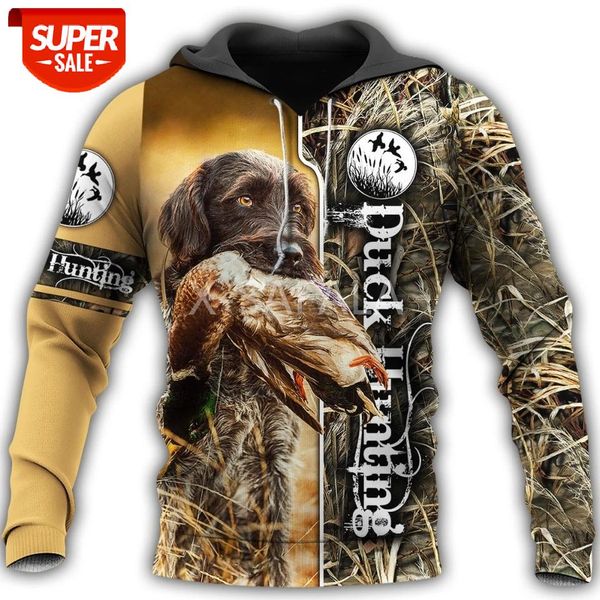 

animal duck hunting 3d all print plus size hoodie man women harajuku outwear zipper pullover sweatshirt casual jacket #i55c, Black