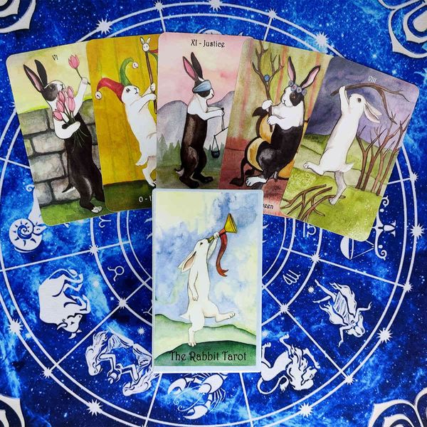 Novo The Rabbit Tarot Cartões Guidance Divinate Deck Deck Entretenimento Board Game Support Shipping 78pcs / Caixa