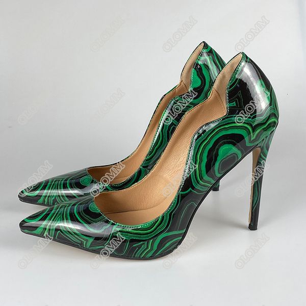 

sandals olomm handcrafted spring woman stiletto pumps pointed finger of beautiful green foot women's party shoes and 5-15 size zlei, Black