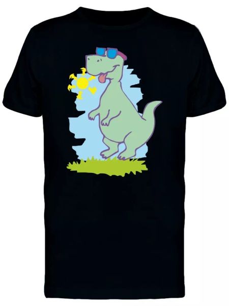 

funny dinosaur on summer tee men's -image by shutterstock, White;black