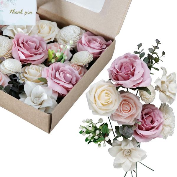 

decorative flowers & wreaths artificial silk flower rose peony sunflower box wedding birthday party valentine's day gift diy simulation