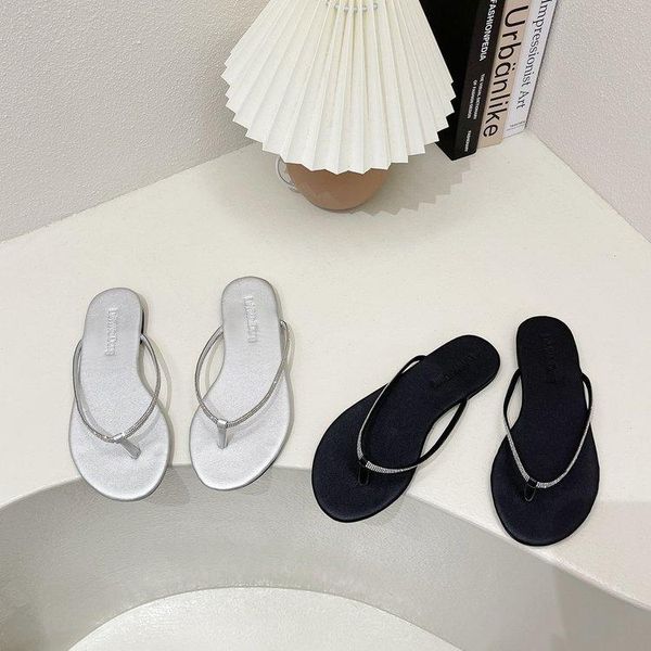 

slippers shoes casual rubber flip flops slides slipers women shale female beach luxury hawaiian 2021 soft summer sabot glitter, Black