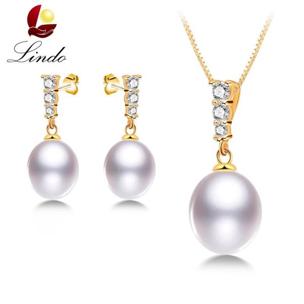 

pure s925 sterling silver jewelry sets for women fashion 5a high luster real natural pearl pendant+earrings lindo bracelet, ear, Black