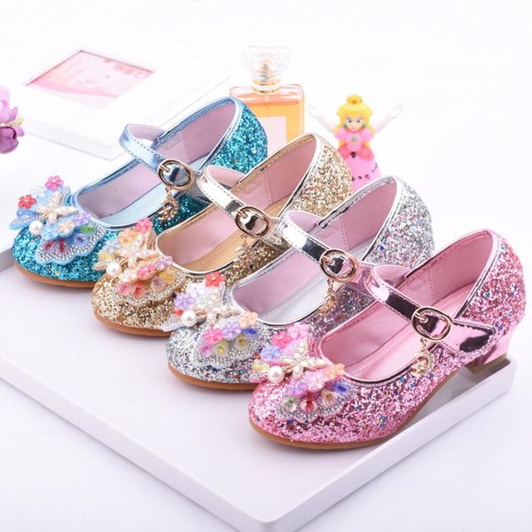 

princess leather shoes infant kids baby girls pearl crystal bling bowknot single sandals children high heel, Black;red