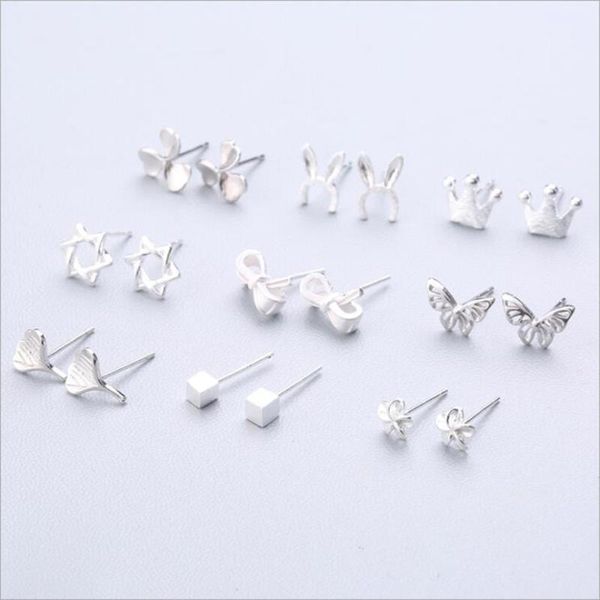 

stud yaologe 925 sterling silver earrings minimalist fashion exquisite geometric jewelry gifts for girls birthday, Golden;silver