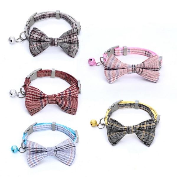 

cat collars & leads pet cotton plaid bow bell for dogs cats practical soft outdoor walking dog collar festival birthday party products