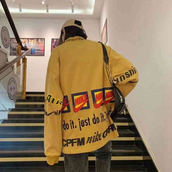 

european and american street fashion brand cpfm joint hook khaki custom webbing with loose long sleeves, Black