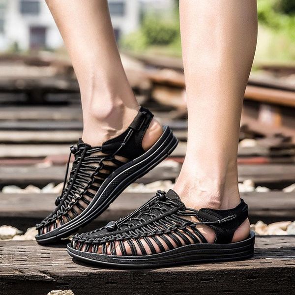 

sandals fashion beach for men 2021 summer breathable designer mens casual shoes big size outdoor sandales sapatas dos homens, Black