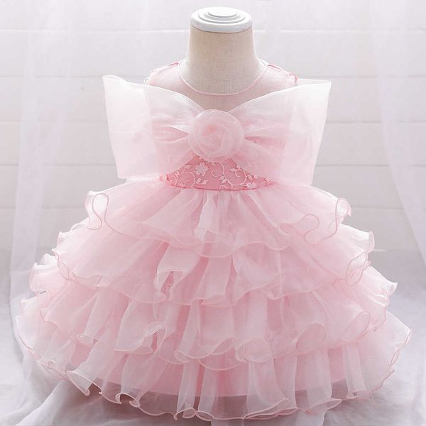 Meninas da criança Bolo Birth Aniversário Vestido Crianças Dama de Promoção Vestidos Symmer Tutu Party Vestido para Criança 210529