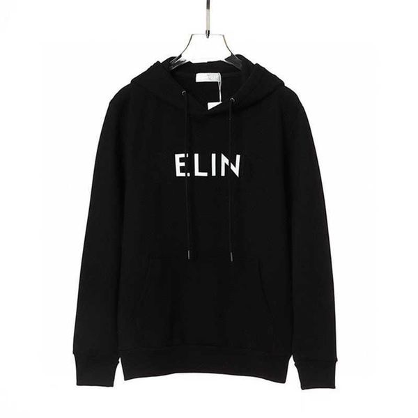 

men's hoodies high version 21fw autumn winter new basic english alphabet printing men's and women's cl casual loose hoodie sw, Black