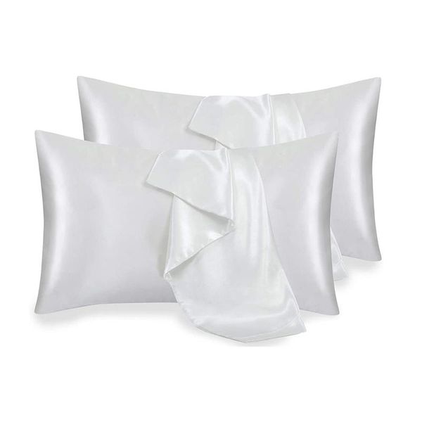 

pillow case satin pillowcase for hair and skin silk white soft cases 4 pack 20x30 inches with envelope closure