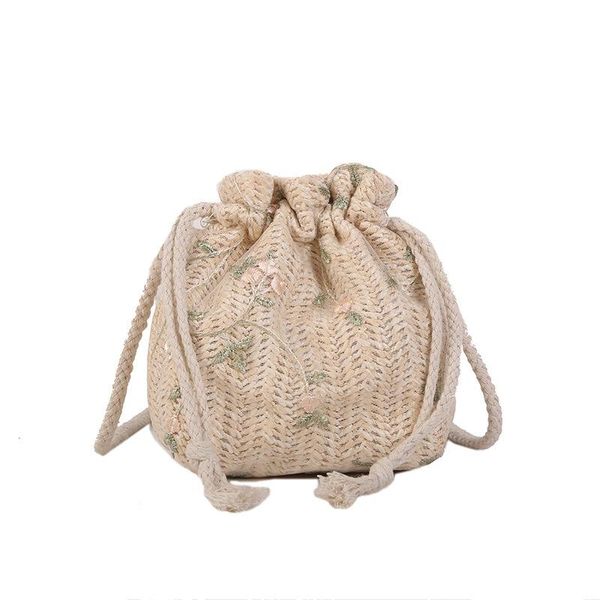 

evening bags fashion ladies lace straw bag versatile drawstring designer bucket one-shoulder cross-body hollow woven beach