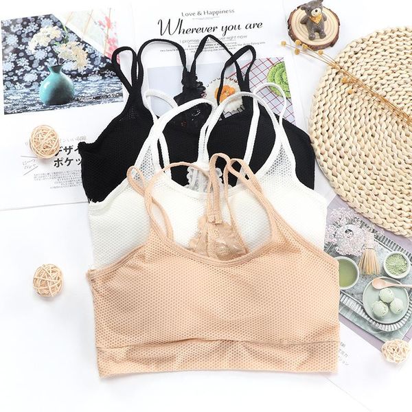 

camisoles & tanks svokor tube lace sling simple hollow bottoming underwear solid color girl vest seamless lingerie, Black;white