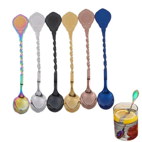 

spoons stainless steel cocktail bar muddler stirrer twisted mixing spoon spiral pattern drink shaker