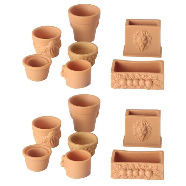 

14pcs dollhouse flower pots lovely fairy garden small house flowerpots miniature plant mini ornaments accessories planters &