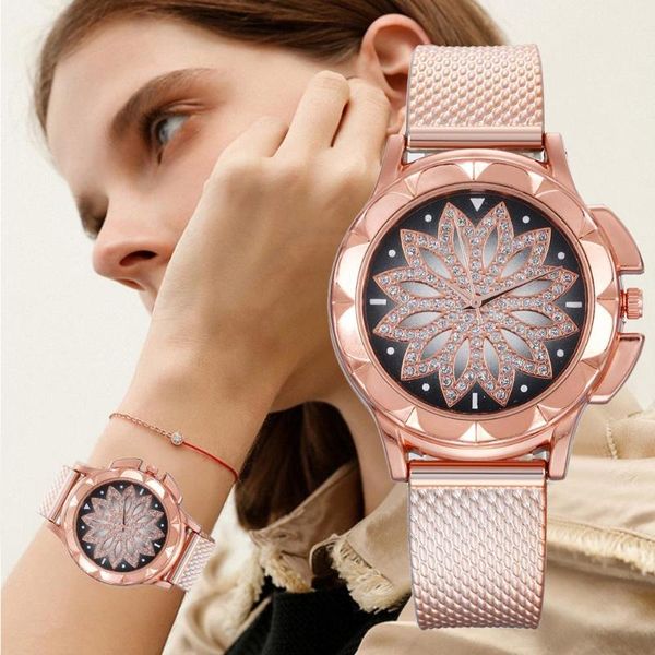 

wristwatches diamond watch rose gold women watches luxury for ladies, Slivery;brown