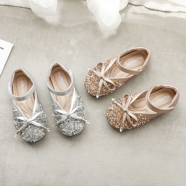 

female children's clothing sleeve new children's soft bottom butterfly junk diamond microfiber fall shoes casual single shoes girl, Black;red