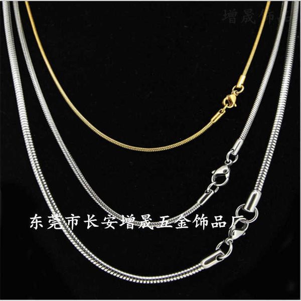 

stainless steel round snake necklace 304 / 316l titanium bone, Silver