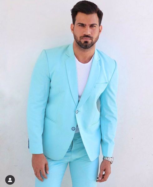 

men's suits & blazers light blue casual suit, male, slim fit jacket, male blazer, wedding, tuxedo, two pieces d1r3, White;black